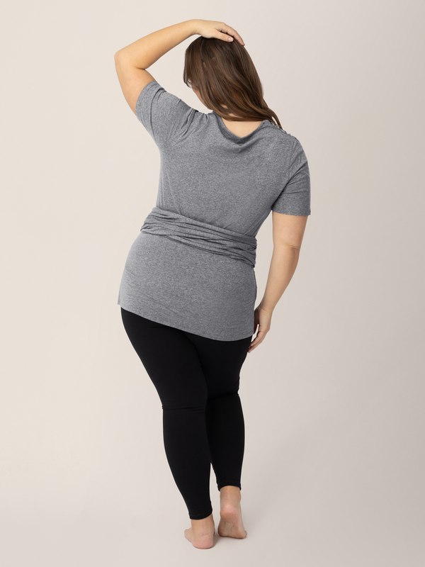 Organic Cotton Skin to Skin Short Sleeve Wrap Top | Charcoal Grey Heather - MOOGCO Baby