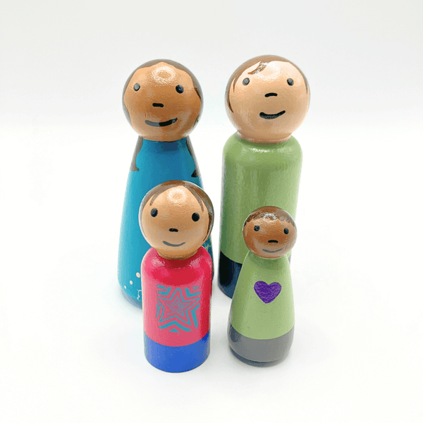 Multiracial Family Wooden Doll Set