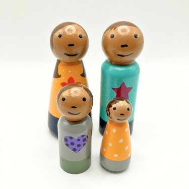 Family Wooden Doll Set - Olive and Tan Skin Tones