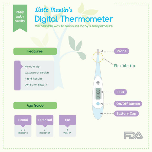 Little Martin's Digital Medical Thermometer for Oral Armpit & Rectal Temperature