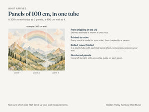 Watercolor Golden Valley Rainbow Wall Mural, image 7