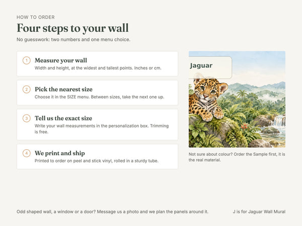 Watercolor J is for Jaguar Alphabet Wall Mural, image 6