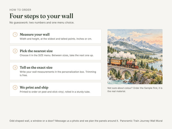 Watercolor Panoramic Train Journey Wall Mural, image 6
