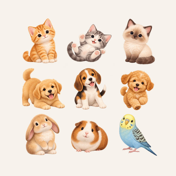 Baby Pet Animal Wall Decals, Set of 9, image 3