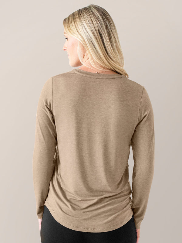 Bamboo Maternity & Nursing Long Sleeve T-shirt | Wheat - MOOGCO Baby