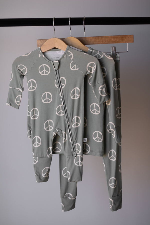 Bamboo Zip Pajamas | Peace