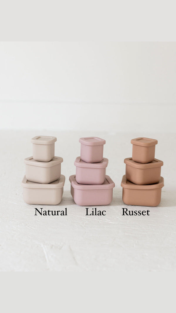 Silicone Bento box set of 3 in vibrant colors for food storage and on-the-go convenience.