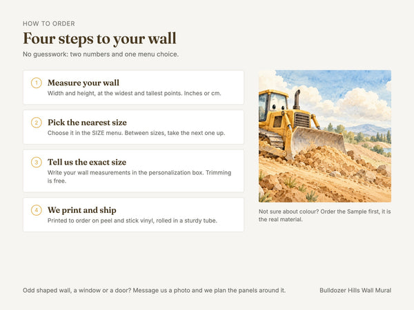 Watercolor Bulldozer Hills Wall Mural, image 6
