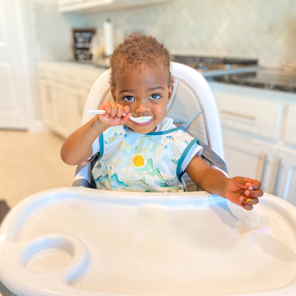 Mountain Mist Bapron for babies, stylish and functional, shown at angle 8, perfect for mealtime messes.