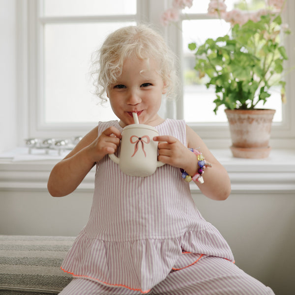 Mushie Silicone Training Cup with Removable Lid and Straw