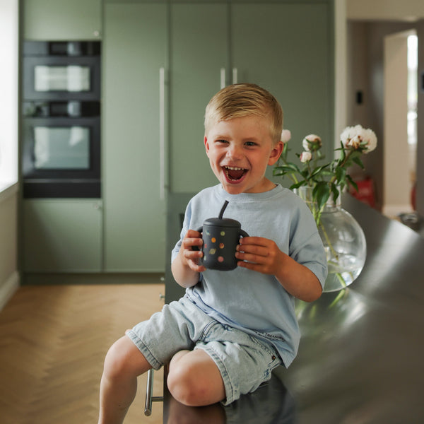 Mushie Silicone Training Cup with Removable Lid and Straw