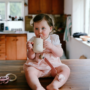 Mushie Silicone Training Cup with Removable Lid and Straw