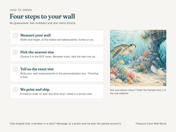 Watercolor Treasure Cove Ocean Wall Mural, image 6