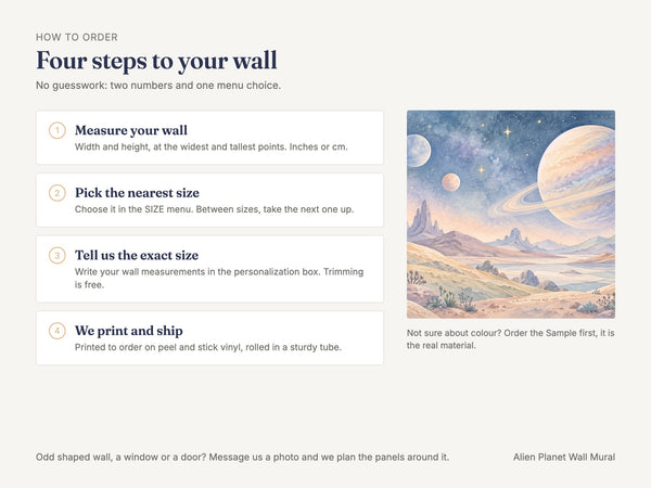 Watercolor Alien Planet Wall Mural, image 6
