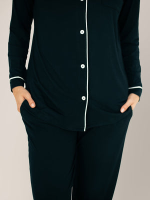 Clea Bamboo Long Sleeve Pajama Set | Black