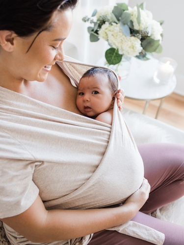 Organic Cotton Skin to Skin Short Sleeve Wrap Top | Oatmeal Heather - MOOGCO Baby