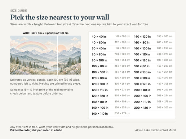 Watercolor Alpine Lake Rainbow Wall Mural, image 4