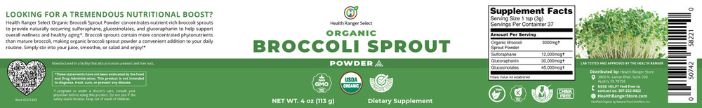 Organic Broccoli Sprout Powder 4oz (113g)