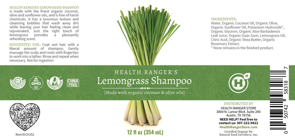 Health Ranger's Lemongrass Shampoo 12oz