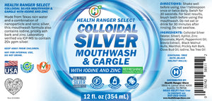 Colloidal Silver Mouthwash & Gargle (with Iodine and Zinc) 12oz (354ml)