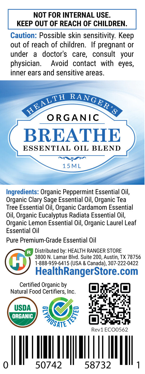 Organic Breathe Essential Oil Blend 15ml - soothing natural remedy for babies, promoting easy breathing and relaxation.