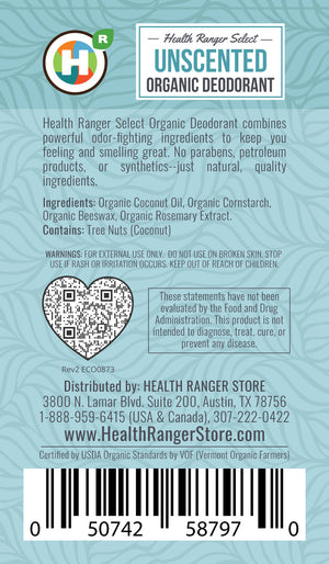 Organic Unscented Deodorant 3oz (90g)