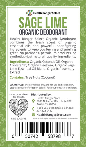 Organic Sage Lime Deodorant 3 oz (90 g)