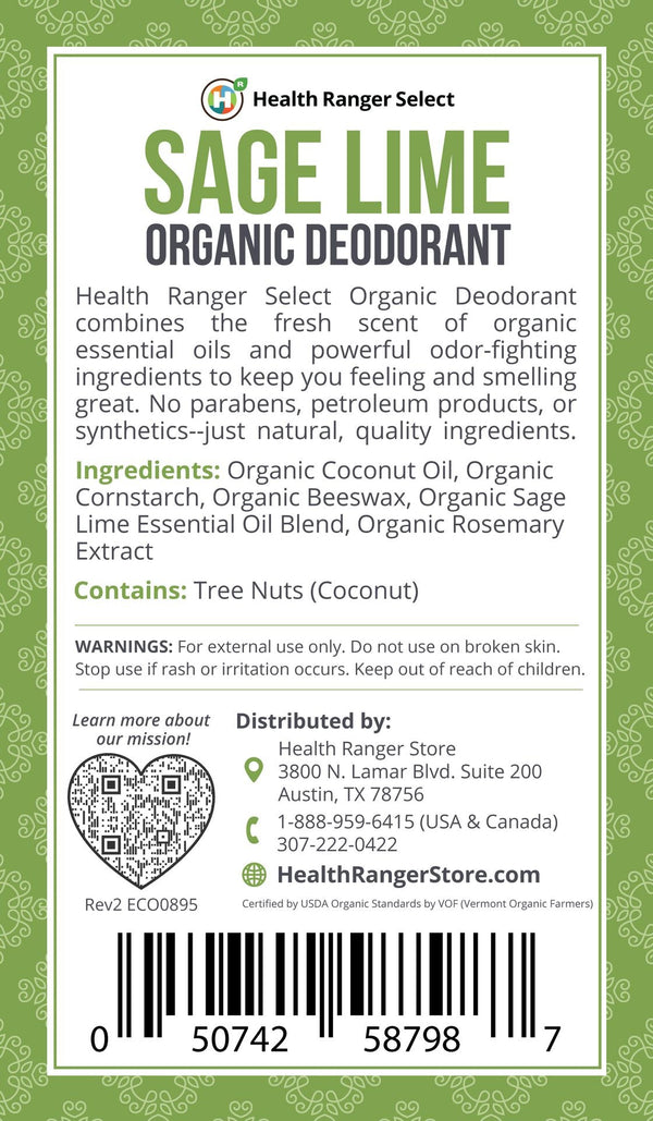 Organic Sage Lime Deodorant 3 oz (90 g)