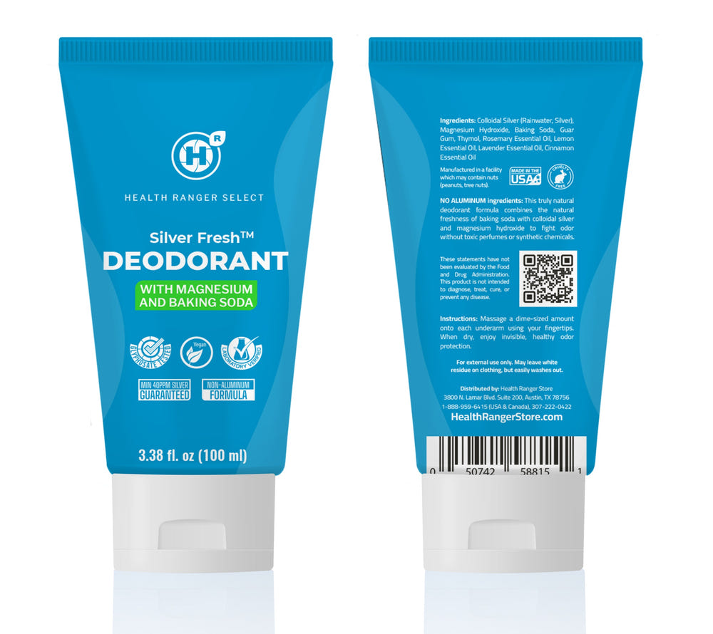 Silver Fresh Liquid Deodorant with Magnesium & Baking Soda in 3.38 fl. oz tube for baby personal care.