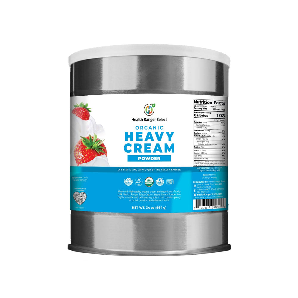 Organic Heavy Cream Powder 34oz #10 Can 2-Pack for cooking and baking, perfect for storable organic meals.