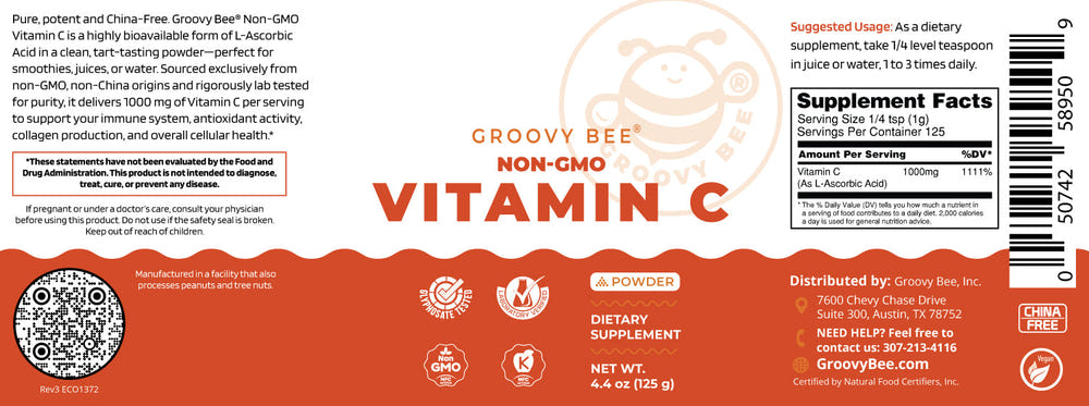 Health Ranger Store Vitamin C Powder 4.4 oz Non-GMO