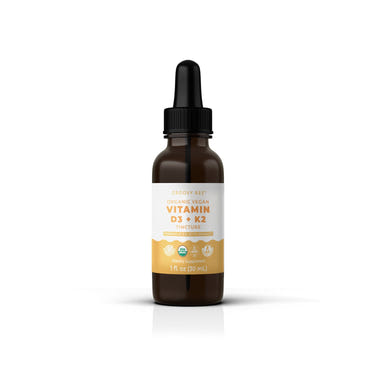 Organic Vegan Vitamin D3 + K2 Tincture 1 fl. oz, formulated with MenaQ7, ideal supplement for babies.