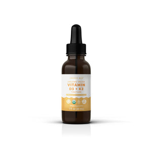 Organic Vegan Vitamin D3 + K2 Tincture (Formulated with MenaQ7) 1 fl. oz (30 ml)