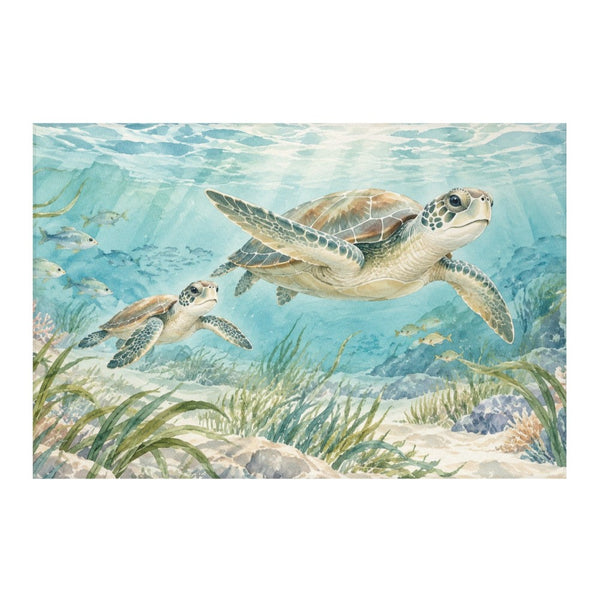 Sea Turtles Ocean kids rug, full view of the printed design