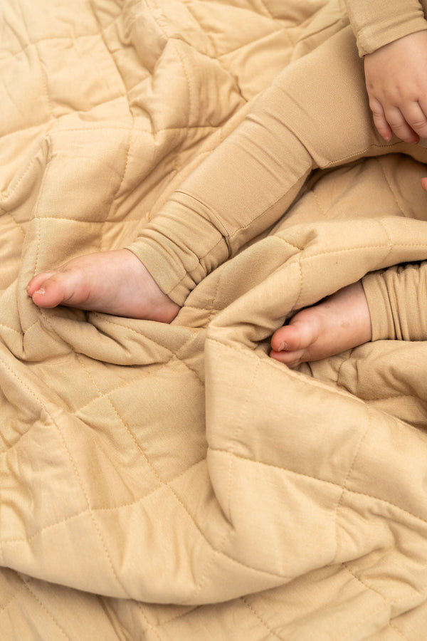 Tan Quilted Bamboo Blanket