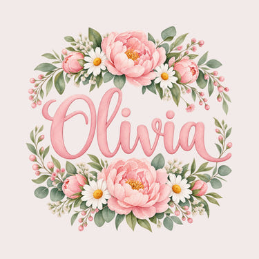 Personalised Peony Wreath Name Wall Decal, image 1