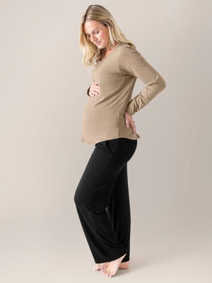 Bamboo Maternity & Nursing Long Sleeve T-shirt | Wheat