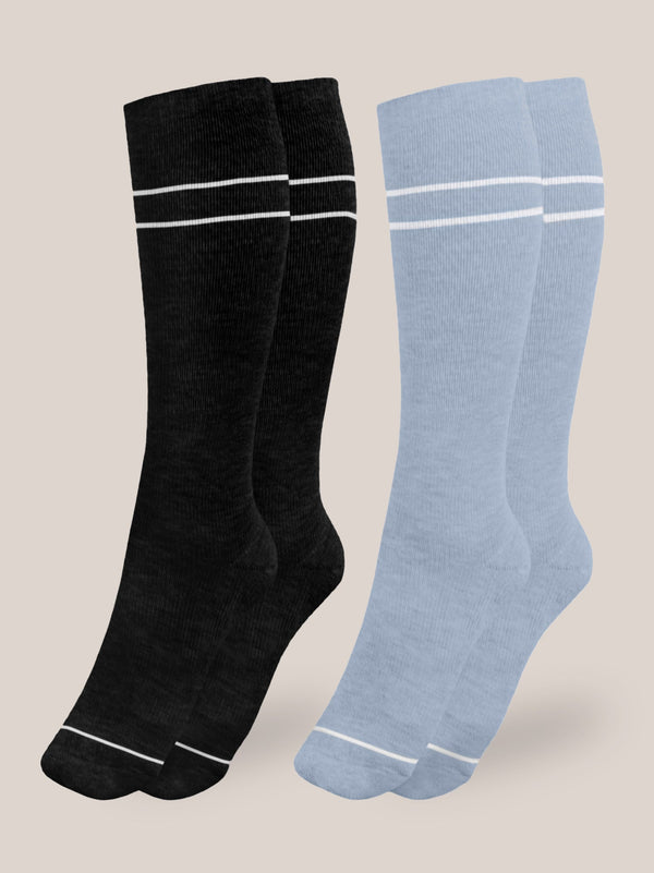 Premium Maternity Compression Socks (2-Pack) | Stone Blue & Black