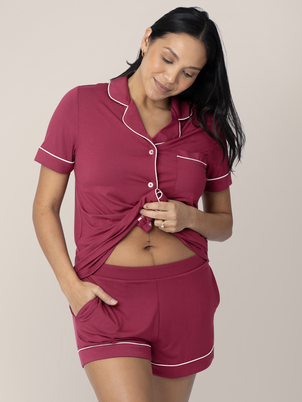 Clea Bamboo Short Sleeve Pajama Set | Deep Berry