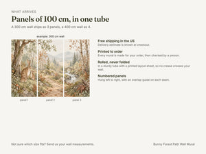 Watercolor Bunny Forest Path Wall Mural, image 7