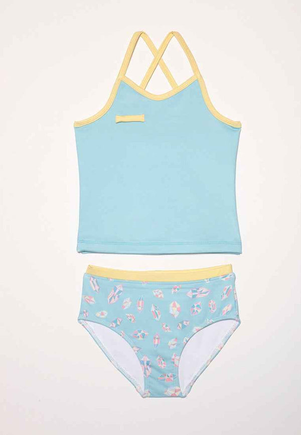 Simone Tankini Set - Treasured Gems, stylish two-piece swimwear for babies, featuring vibrant colors and playful design.