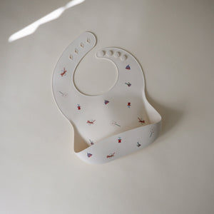 Mushie Silicone Baby Bib Adjustable Neck Strap Deep Pocket