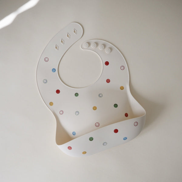 Mushie Silicone Baby Bib Adjustable Neck Strap Deep Pocket