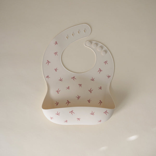 Mushie Silicone Baby Bib Adjustable Neck Strap Deep Pocket