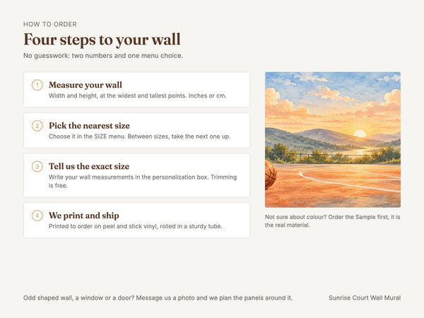 Watercolor Sunrise Court Basketball Wall Mural, image 6