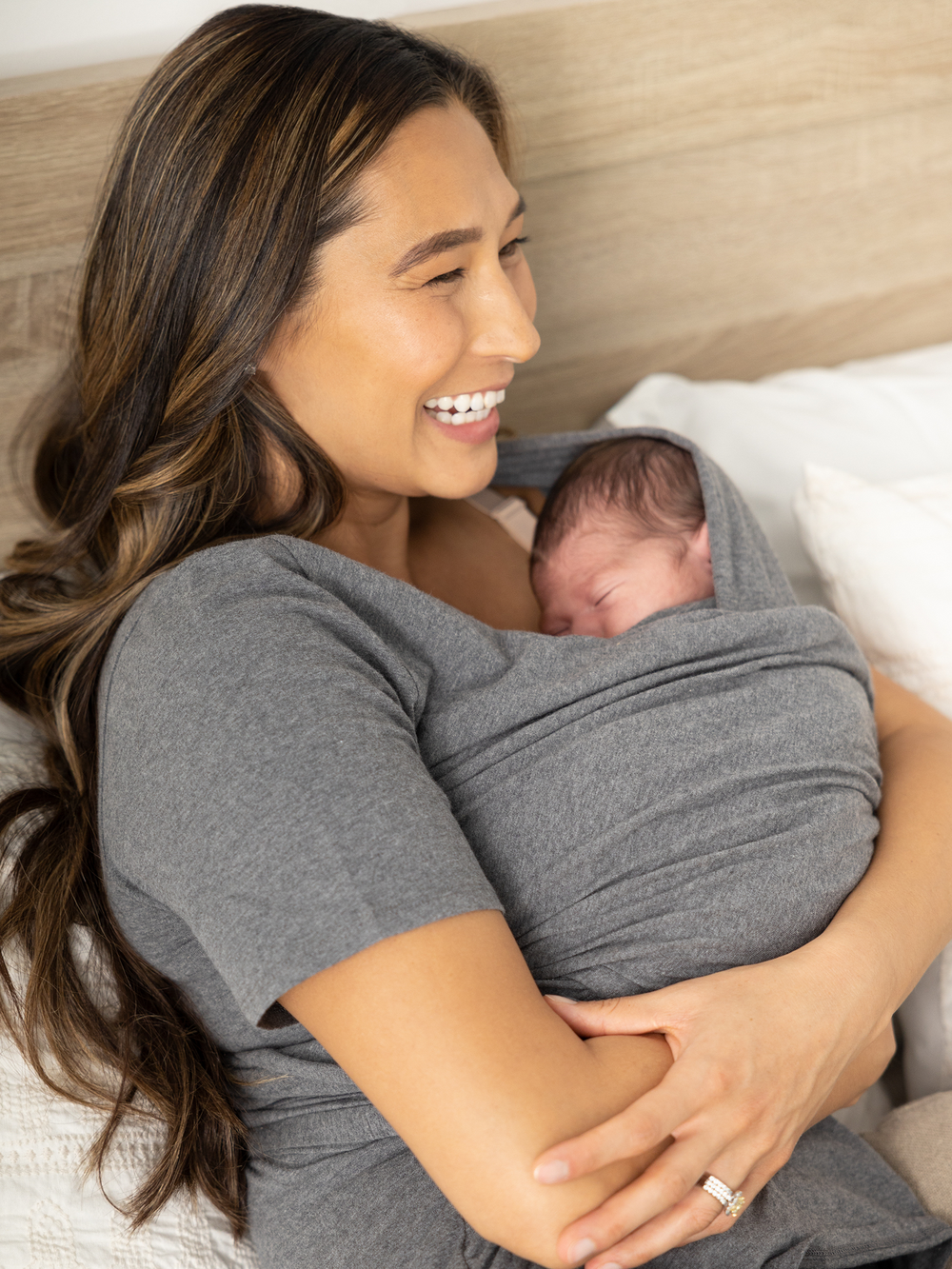 Organic Cotton Skin to Skin Short Sleeve Wrap Top | Charcoal Grey Heather - MOOGCO Baby