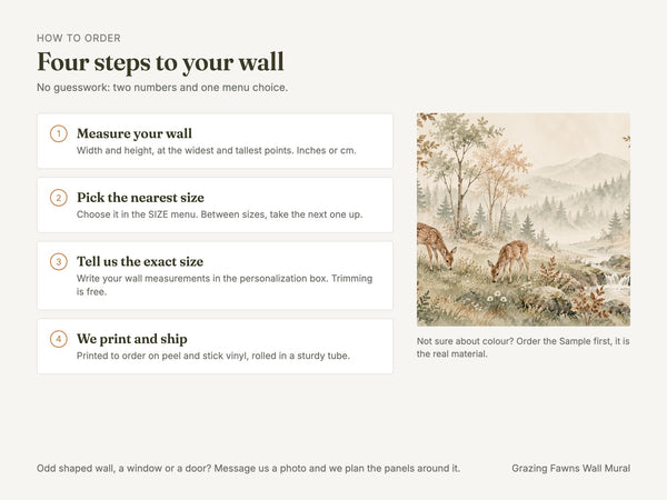 Watercolor Grazing Fawns Wall Mural, image 5