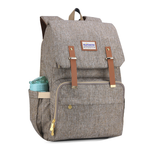 Stylish canvas diaper backpack in angle 8 view, perfect for parents on the go.