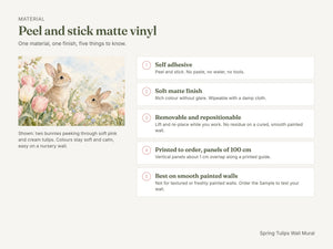 Watercolor Spring Tulips Bunny Wall Mural, image 7