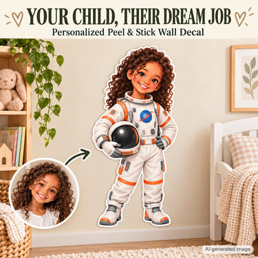 Personalized Astronaut Wall Decal from Photo, Dream Job Sticker, image 1